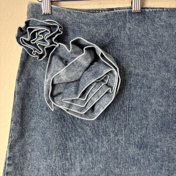 Future Collective 2X Rosette Denim Mini Skirt NEW - Picture 4 of 11